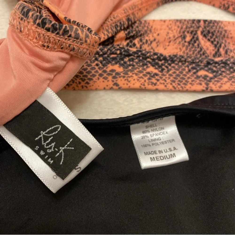 Snake Print Bikini Top and Black Bottom Set